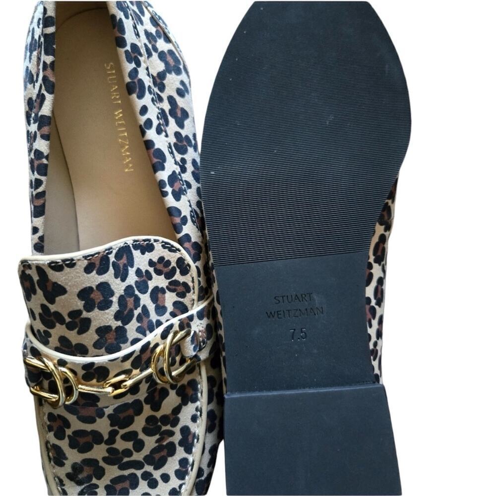 Stuart‎ Weitzman Owen Buckle Loafer In Spotted Cheetah Suede Golden Beige 7.5 - Picture 14 of 15